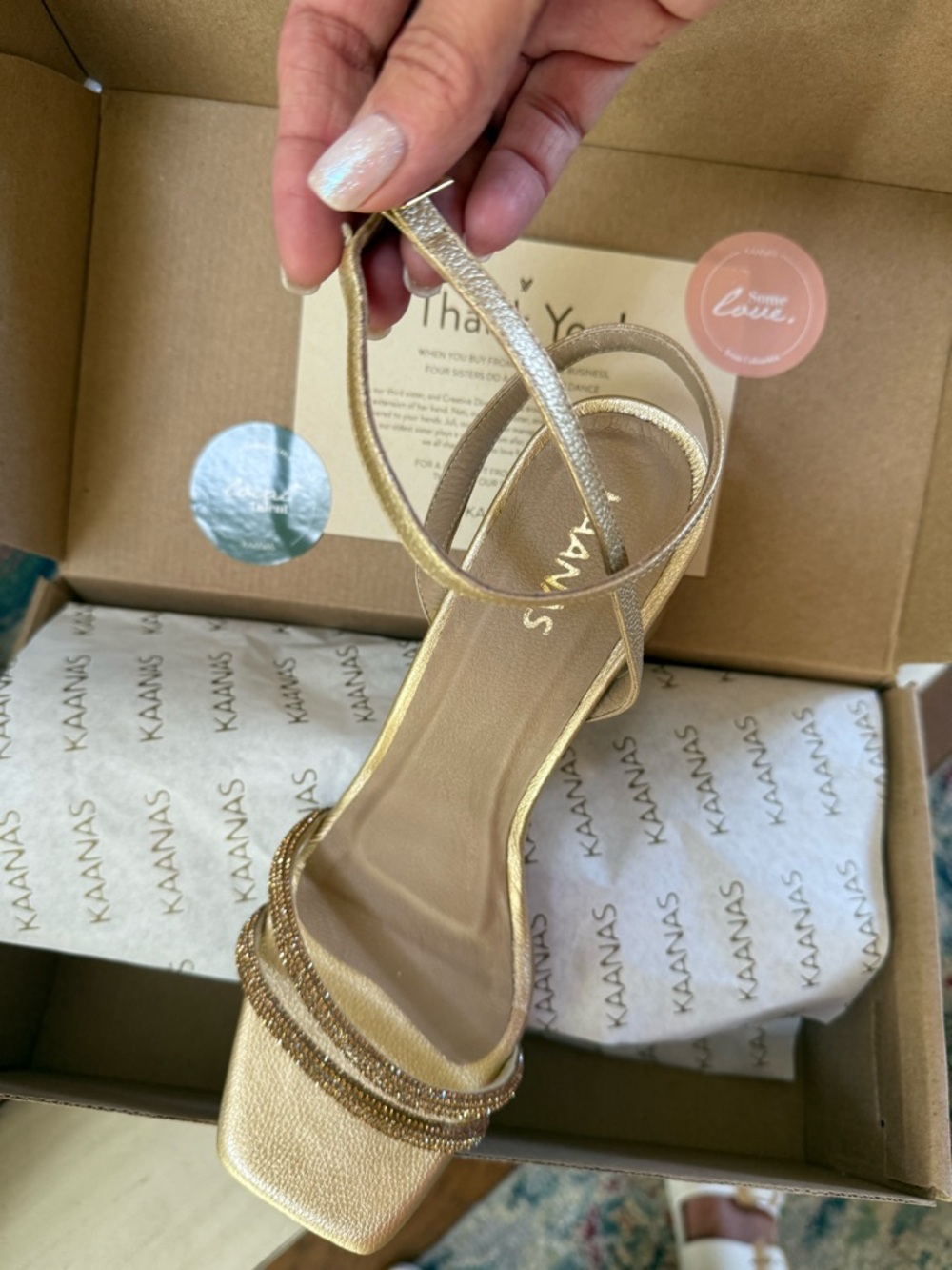 Kaanas Metallic Gold Strappy High Heel Sandals